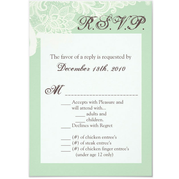 3.5x5 Vertical PRINTED Wedding R.S.V.P. Card - Teal and White Floral Flower Filigree