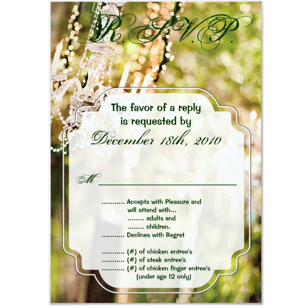 3.5x5 Vertical PRINTED Wedding R.S.V.P. Card - Green and Pink Beautiful Flowers