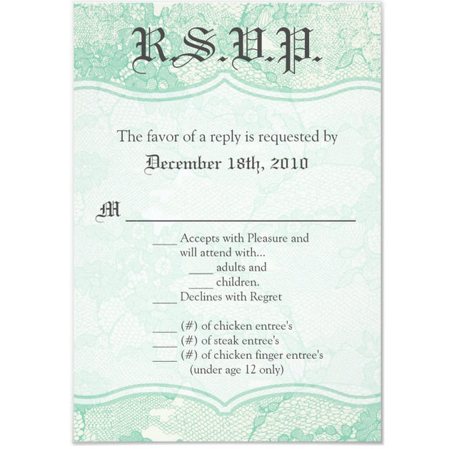 3.5x5 Vertical PRINTED Wedding R.S.V.P. Card - Teal Elegant Snake Alligator Skin