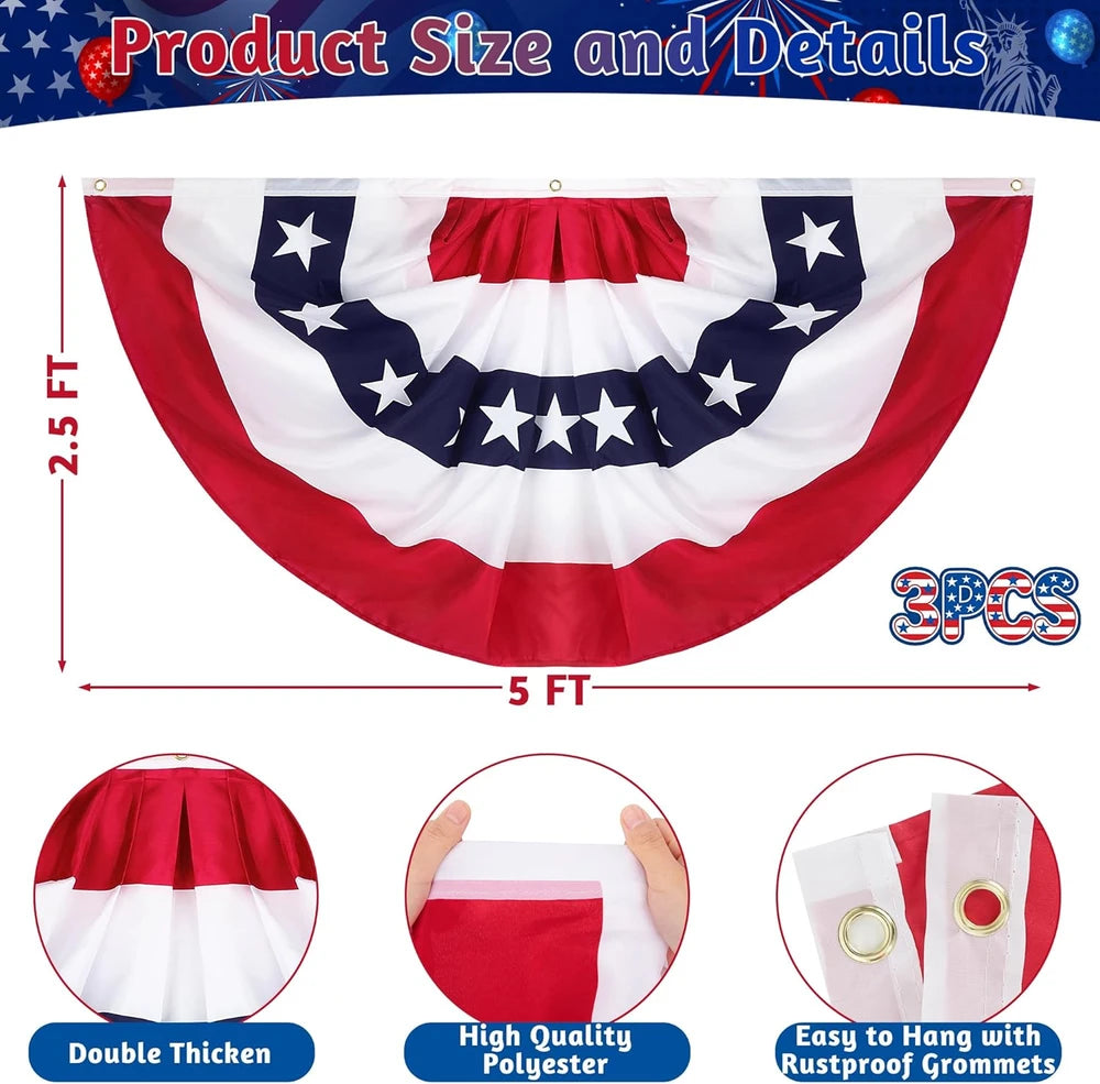 5PC Pleated Fan Flags
