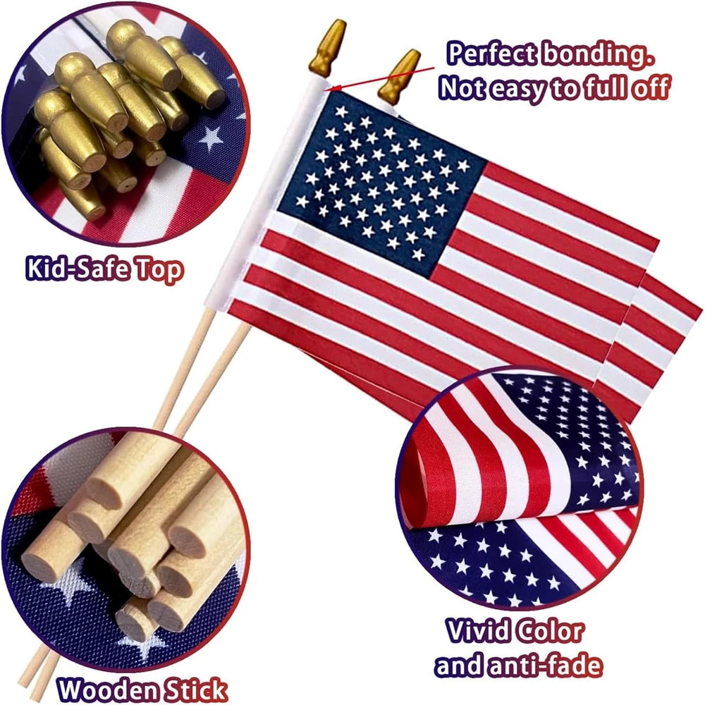30pk 4x6 Inch Mini American Flags