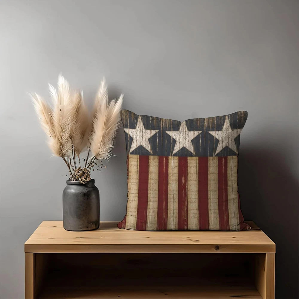 Vintage American Flag Pillow Covers (Set of 2)