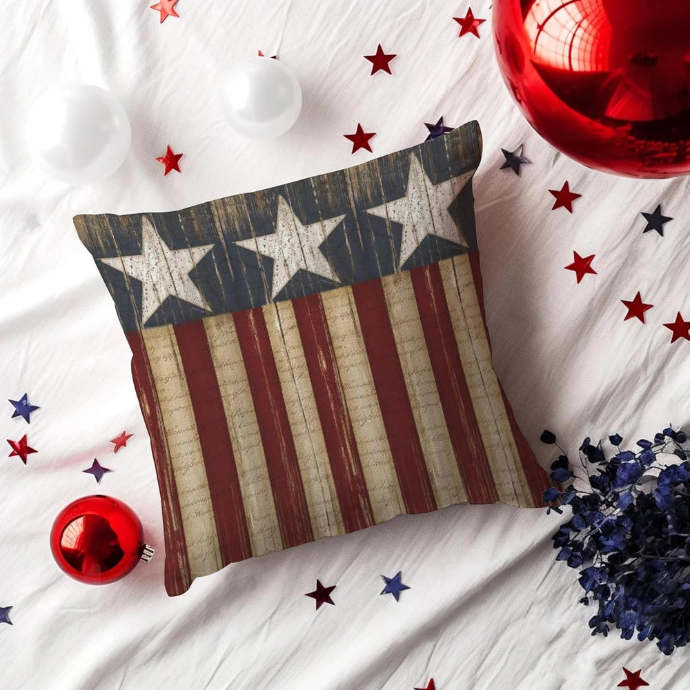 Vintage American Flag Pillow Covers (Set of 2)