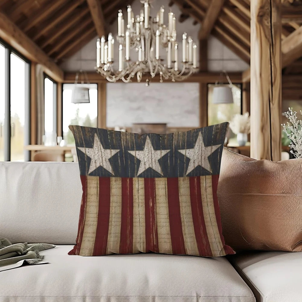 Vintage American Flag Pillow Covers (Set of 2)