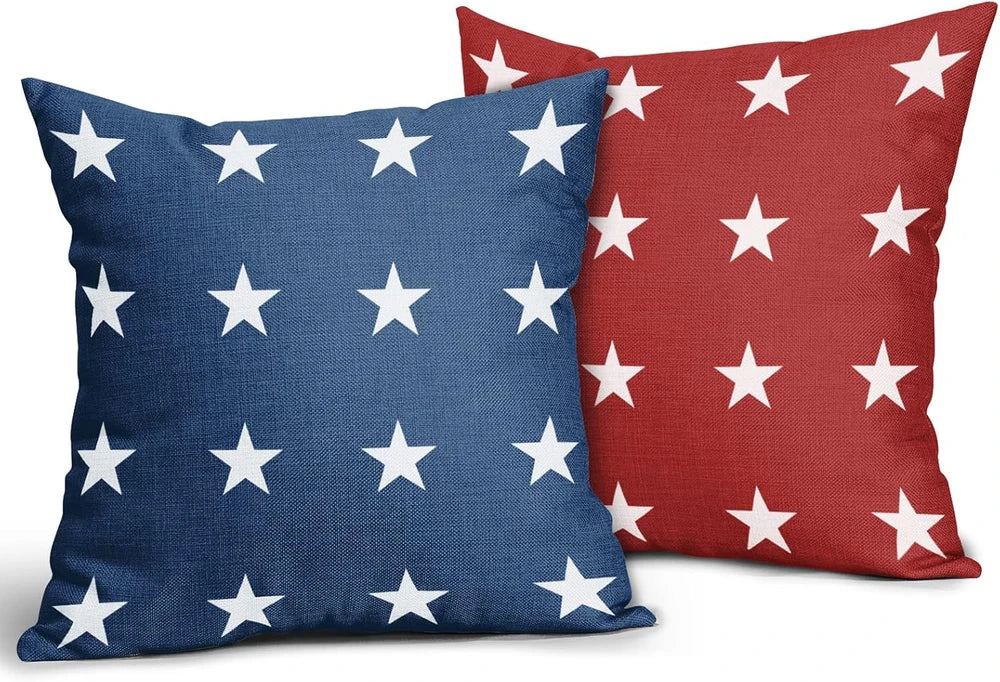 Rustic Stars Linen Pillow Covers (Set of 2)
