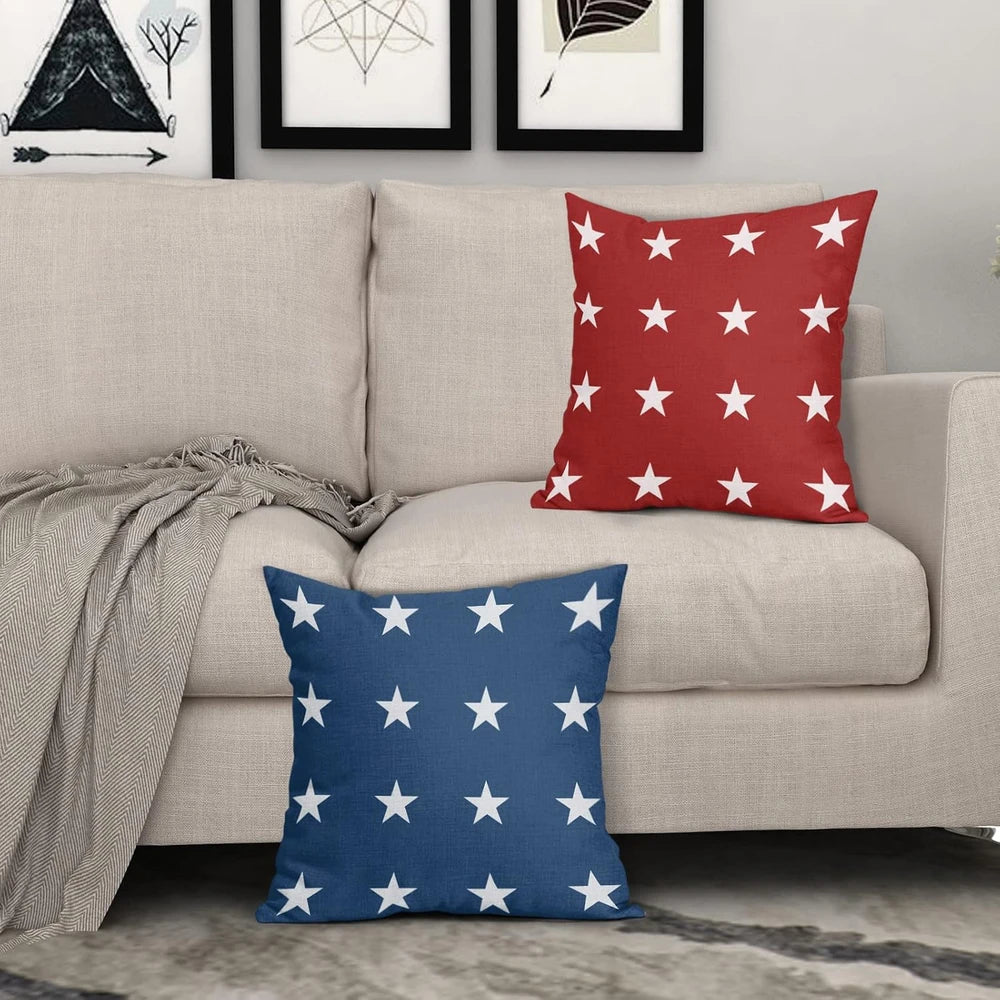 Rustic Stars Linen Pillow Covers (Set of 2)