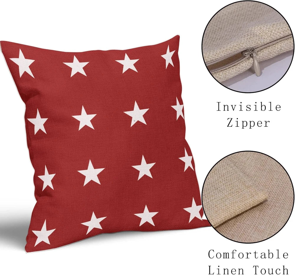 Rustic Stars Linen Pillow Covers (Set of 2)