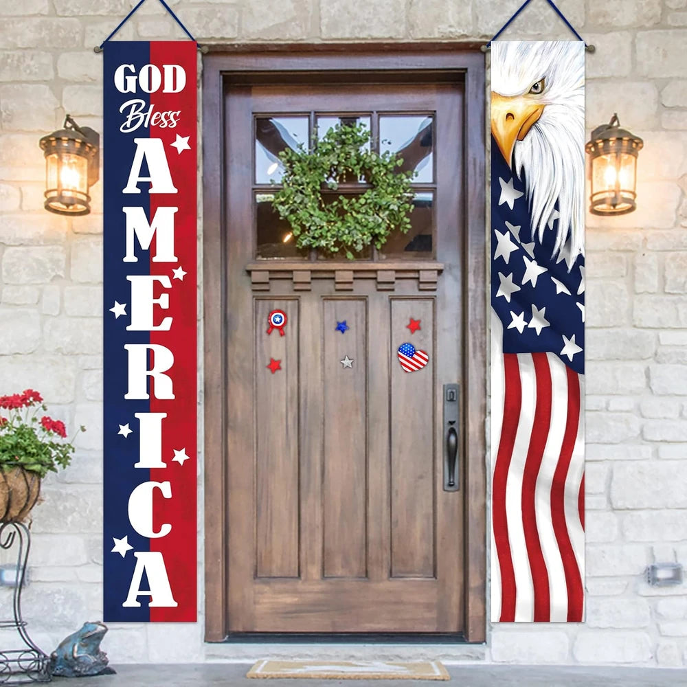 Patriotic Eagle Porch Banner