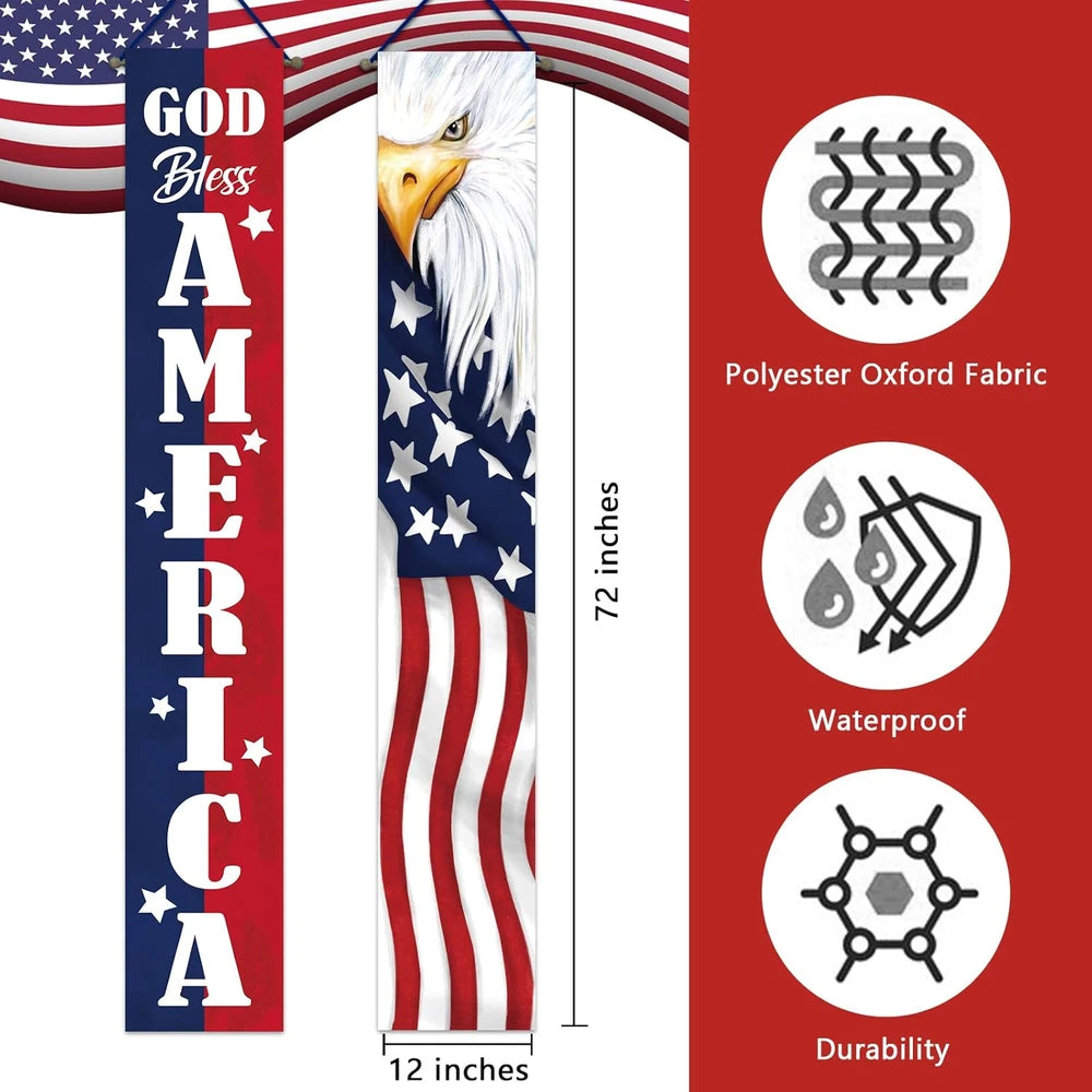 Patriotic Eagle Porch Banner