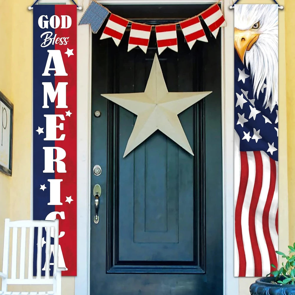 Patriotic Eagle Porch Banner