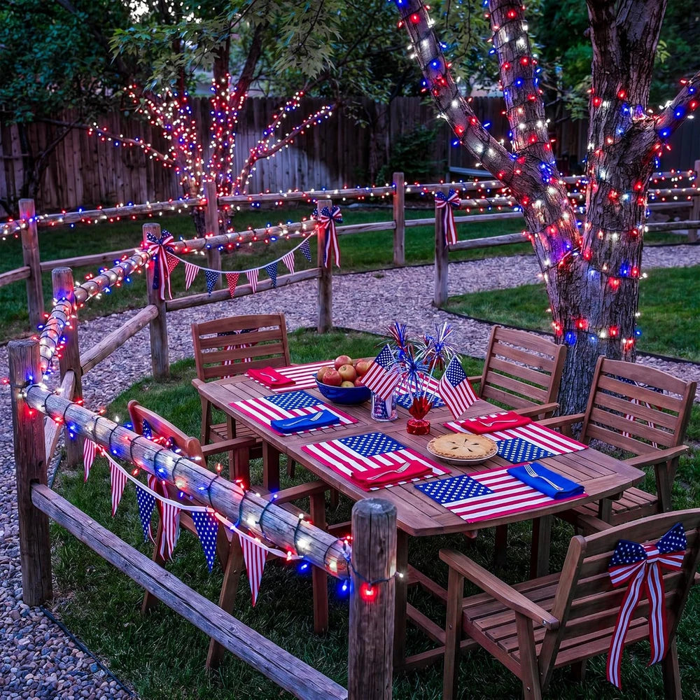 Woohaha Red White Blue Solar String Lights