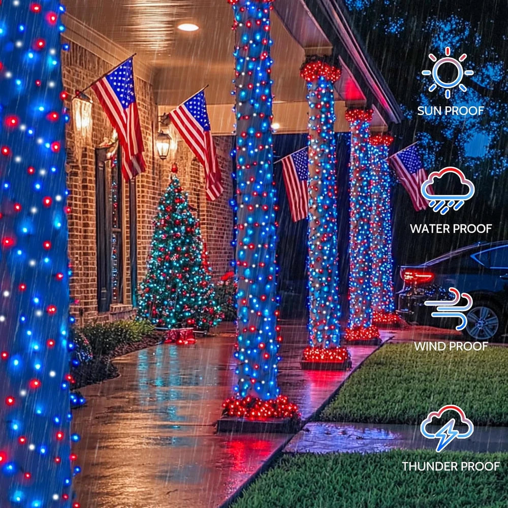 Woohaha Red White Blue Solar String Lights
