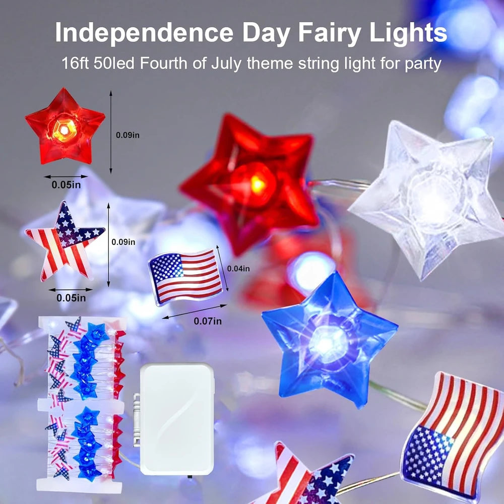 2-Pack 4th of July Fairy Lights