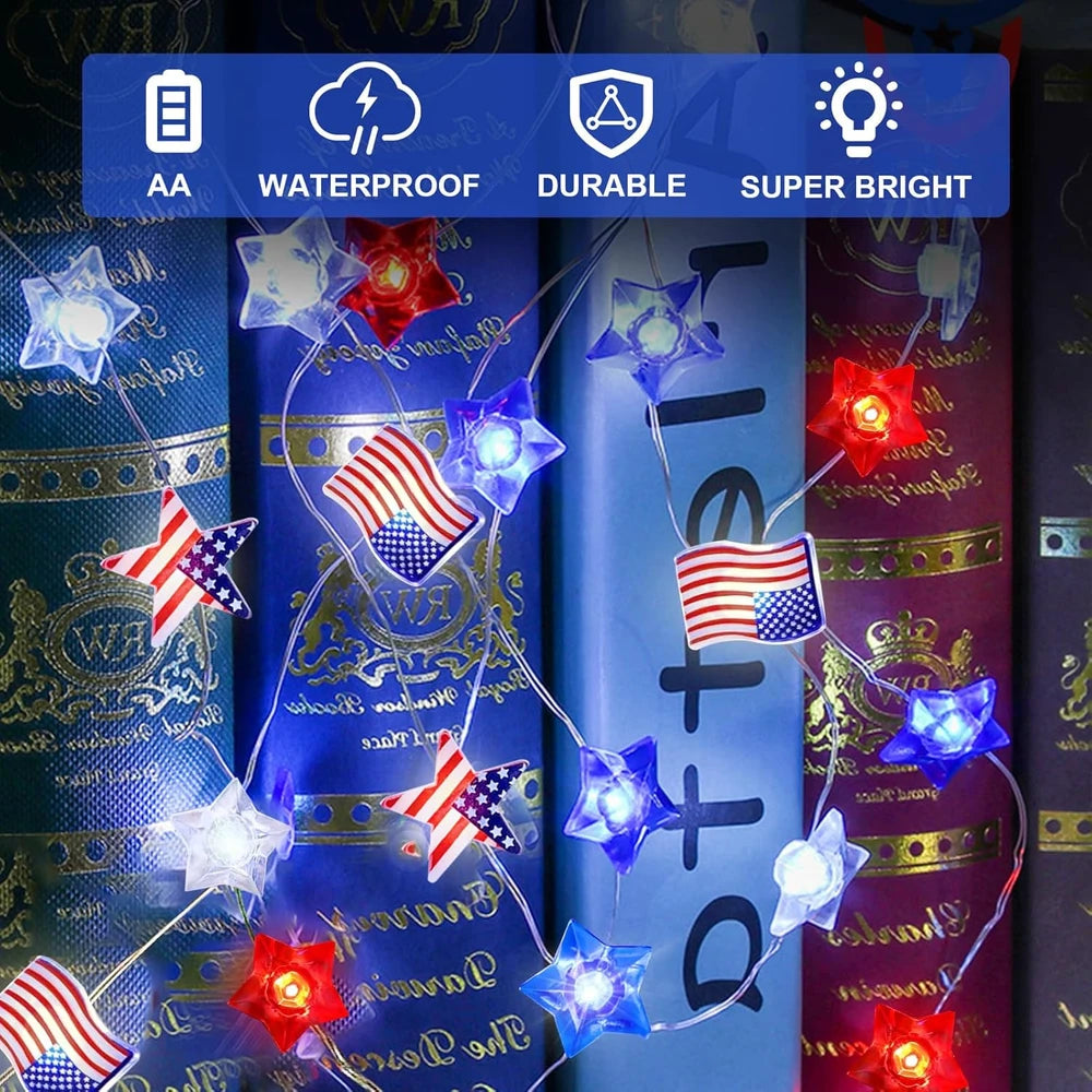 2-Pack 4th of July Fairy Lights