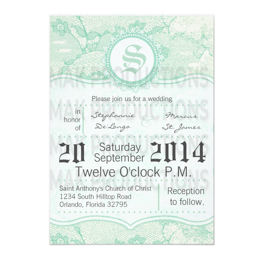 5x7 PRINTED Wedding Invitation - Light Blue and White Trees Leaves Elegant Floral Flowers