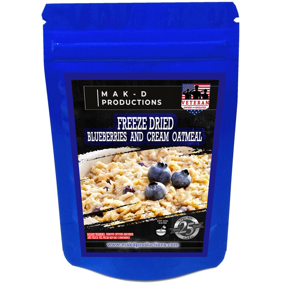 Freeze Dried Meal Pouch - . Breakfast - Oatmeal - Blueberries and Cream Oatmeal