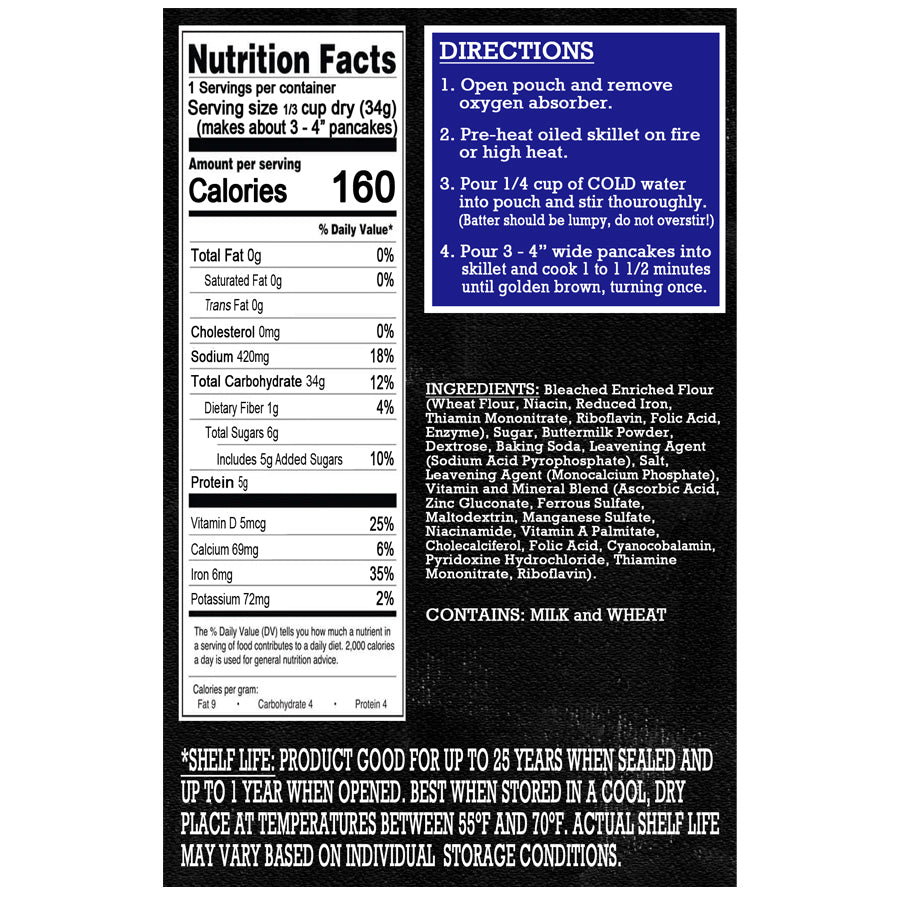 Freeze Dried Meal Pouch - . Breakfast - Buttermilk Pancake Mix