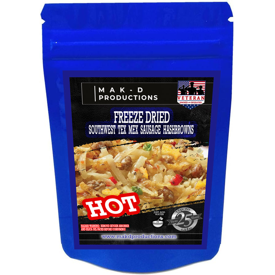 Freeze Dried Meal Pouch - . Breakfast - Pork - Sausage Southwest Tex-Mex Hashbrowns (HOT)