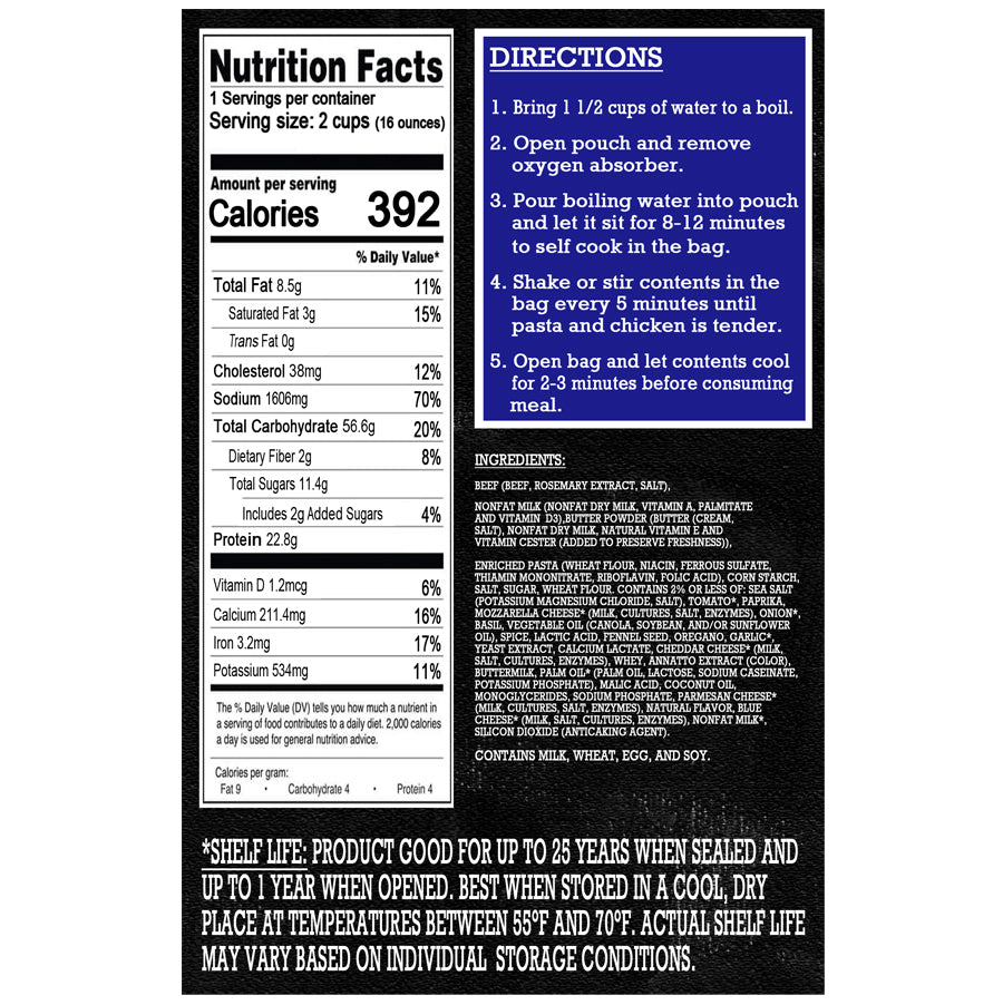 Freeze Dried Meal Pouch - Beef - Pasta - Beef Four Cheese Lasagna