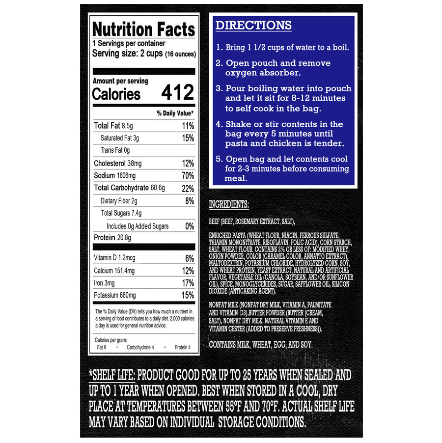 Freeze Dried Meal Pouch - Beef - Pasta - Beef Pasta