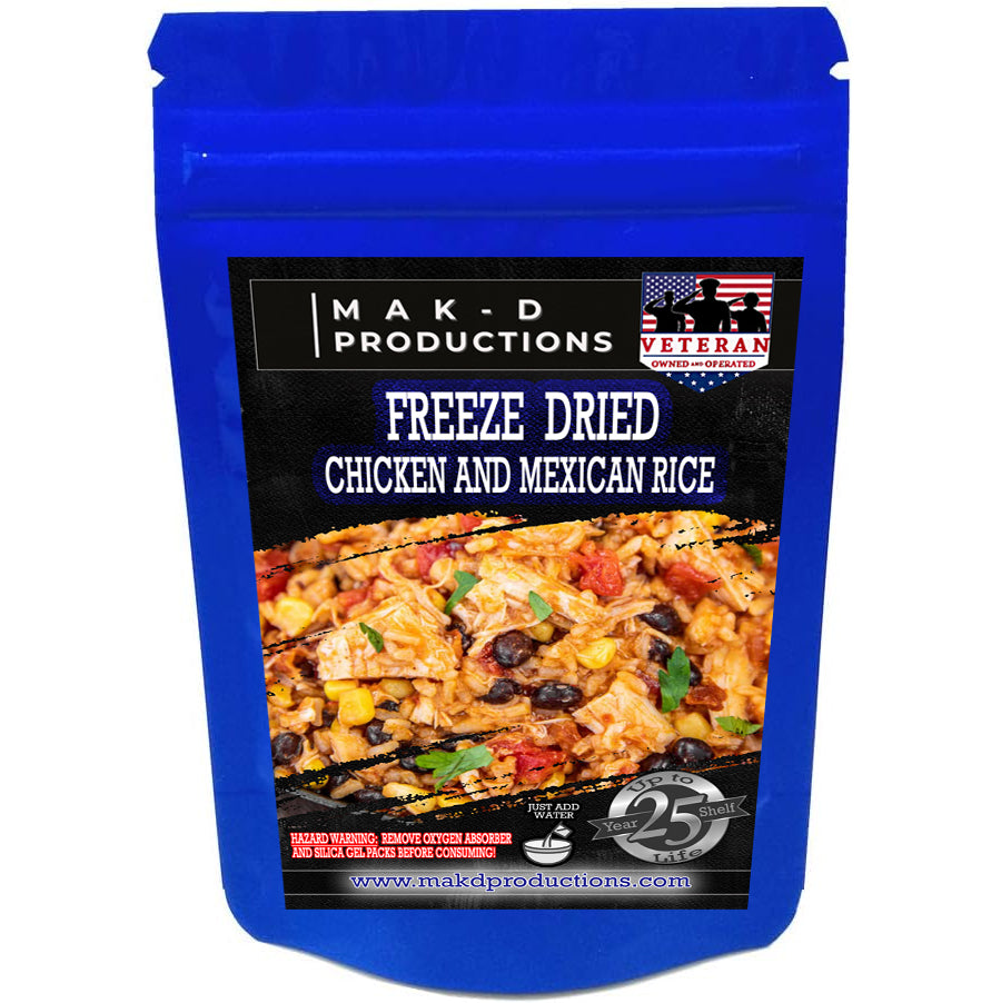 Freeze Dried Meal Pouch - Chicken - Rice - Chicken, Black Beans, Corn, Peppers and Rice