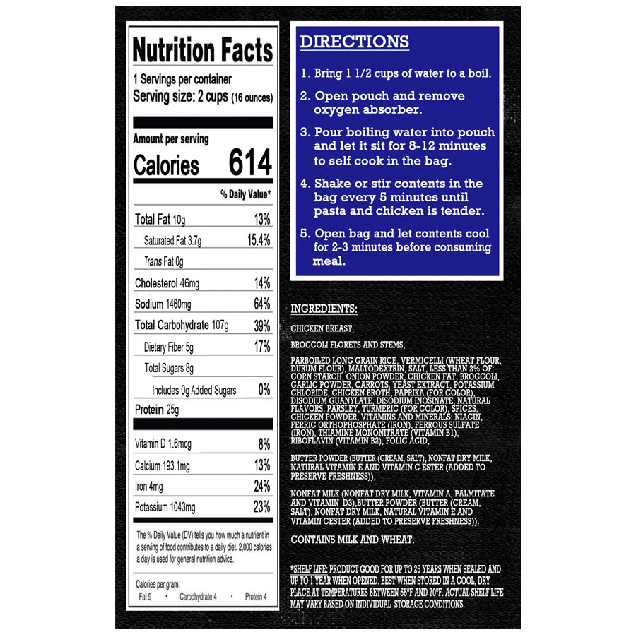 Freeze Dried Meal Pouch - Chicken - Rice - Chicken, Broccoli and Rice