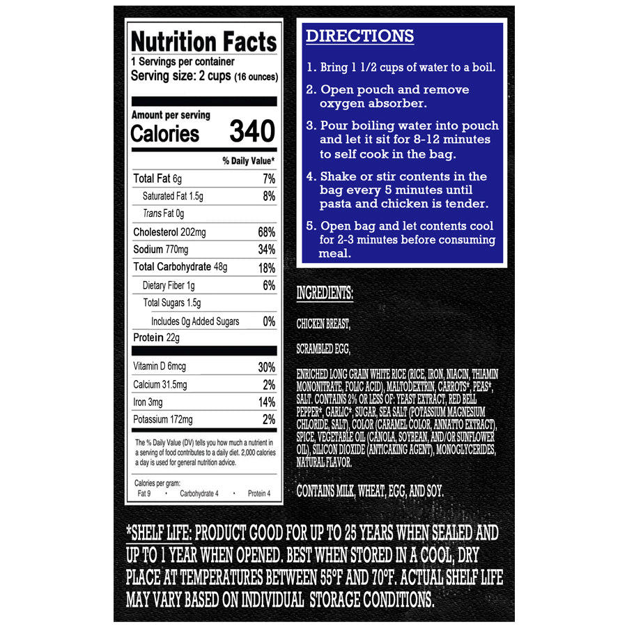 Freeze Dried Meal Pouch - Chicken - Rice - Chicken Fried Rice