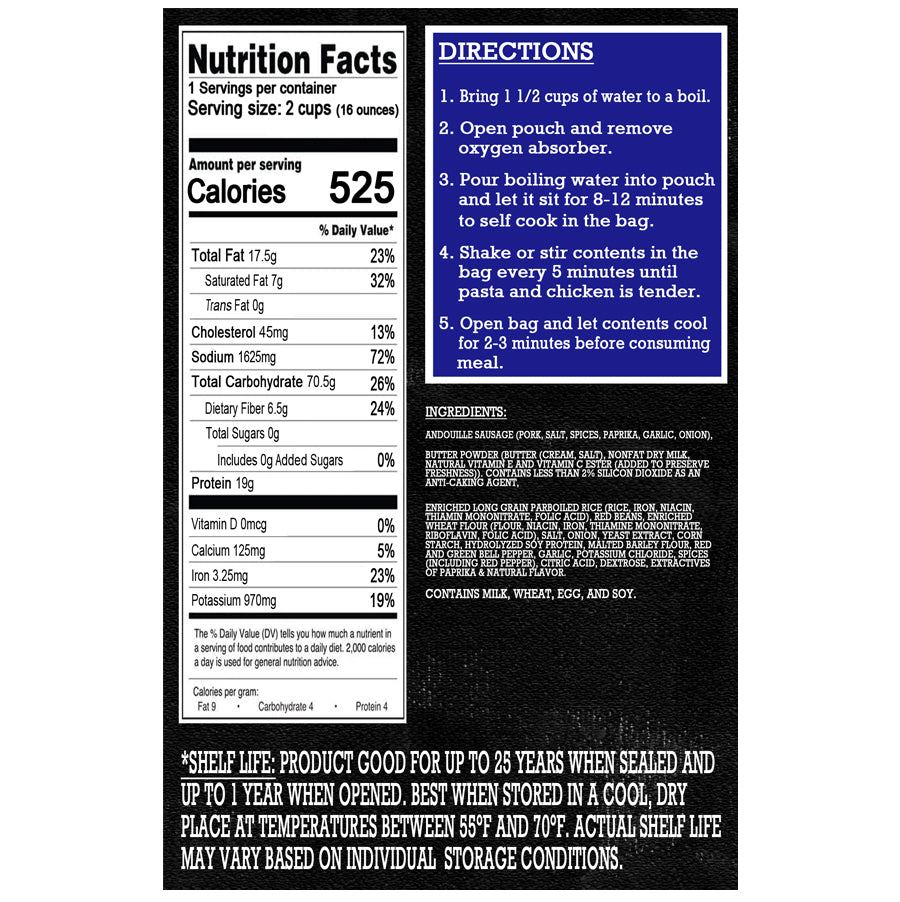 Freeze Dried Meal Pouch - Pork - Rice - Sausage Red Beans and Rice