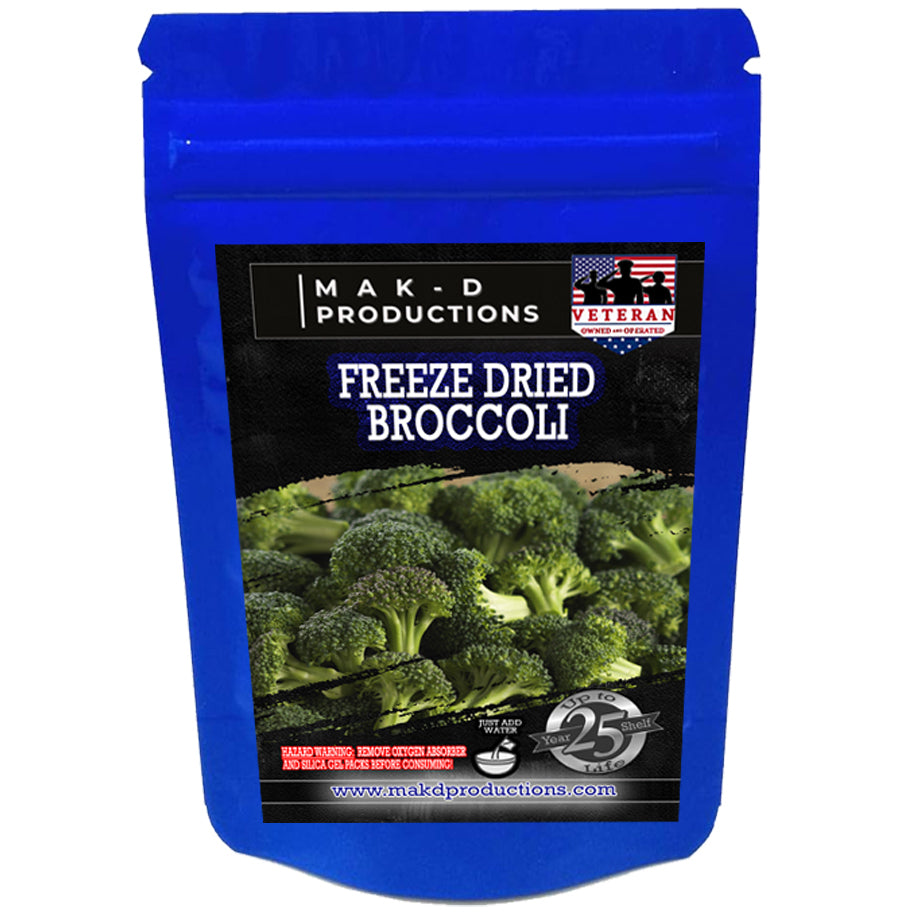 Freeze Dried Vegetables - Chopped Broccoli Florets and Stems