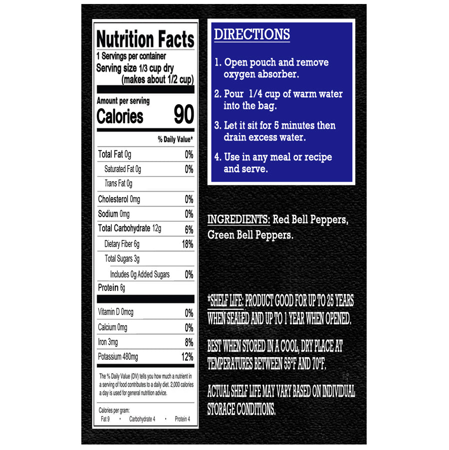 Freeze Dried Vegetables - Diced Bell Pepper Mix