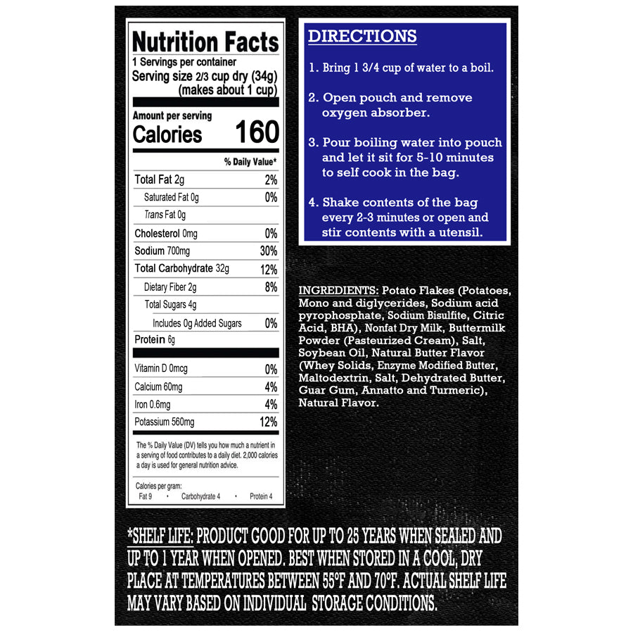 Freeze Dried Vegetables - Mashed Potatoes