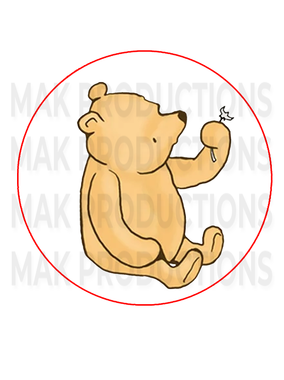 PRE-CUT Edible Printed Icing Sugar Fondant Classic Winnie the Pooh Graphics for Decorating Cakes, Cup Cakes, and Chocolate Dipped Treats