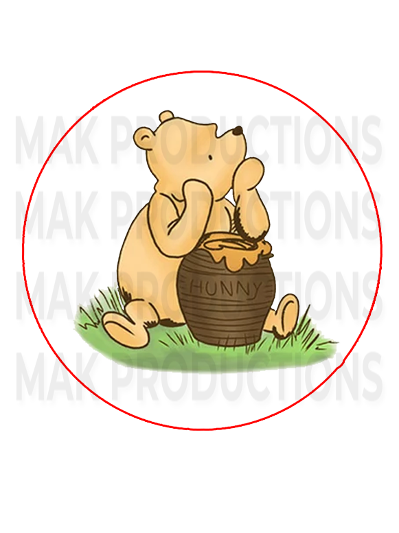 PRE-CUT Edible Printed Icing Sugar Fondant Classic Winnie the Pooh Graphics for Decorating Cakes, Cup Cakes, and Chocolate Dipped Treats