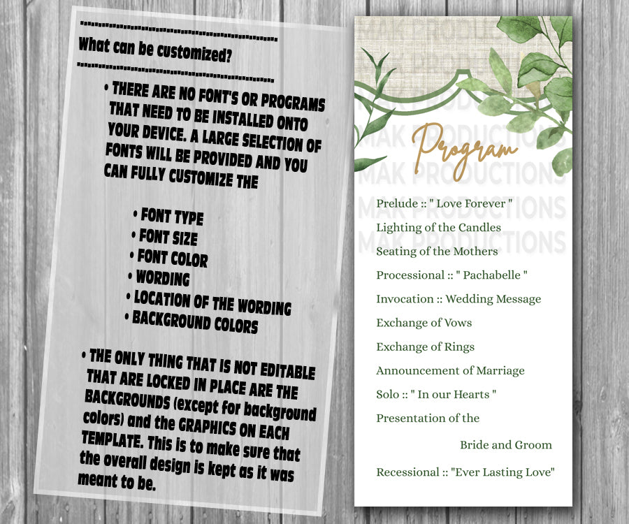 39-45 Wedding Stationary Set - Green and Gray Botanical Floral Plant Leaves