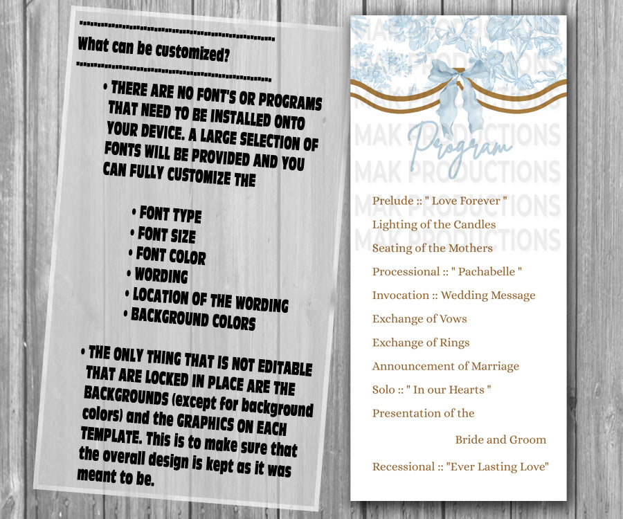 39-45 Wedding Stationary Set - Blue, White, and Gold Floral Flower Stripe Pattern