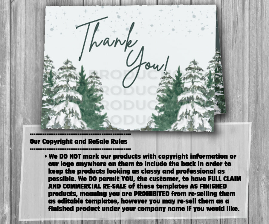 39-45 Wedding Stationary Set - Green and White Winter Trees