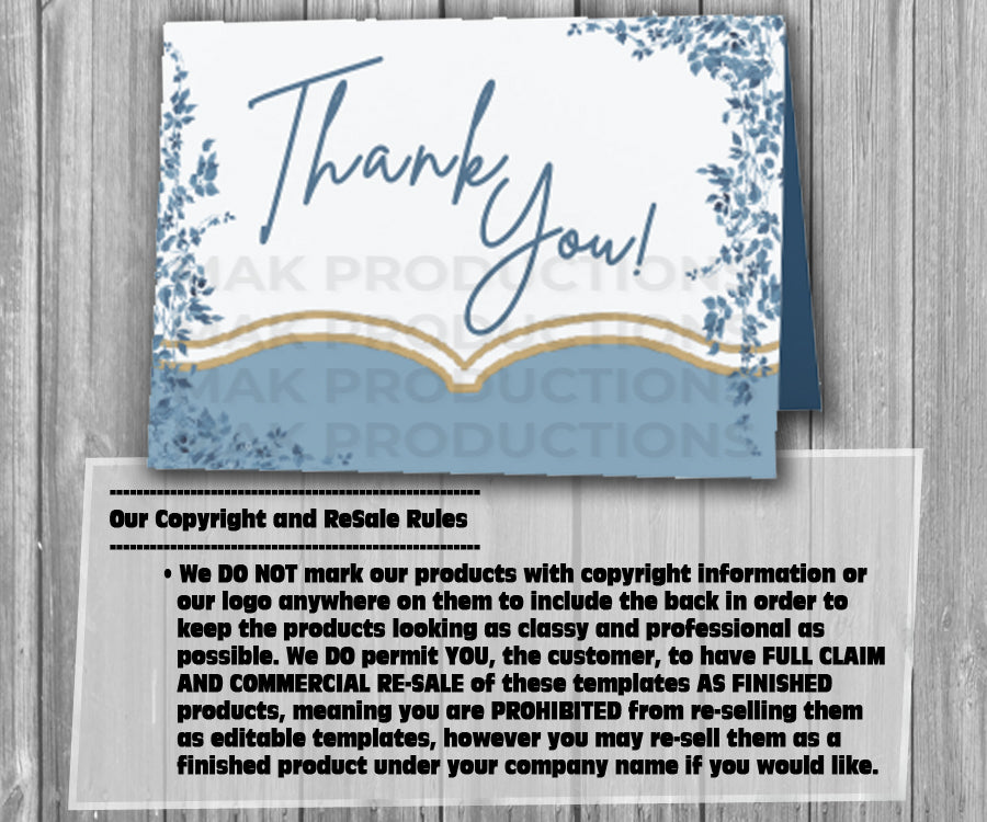 39-45 Wedding Stationary Set - Blue Floral Garland Leaves