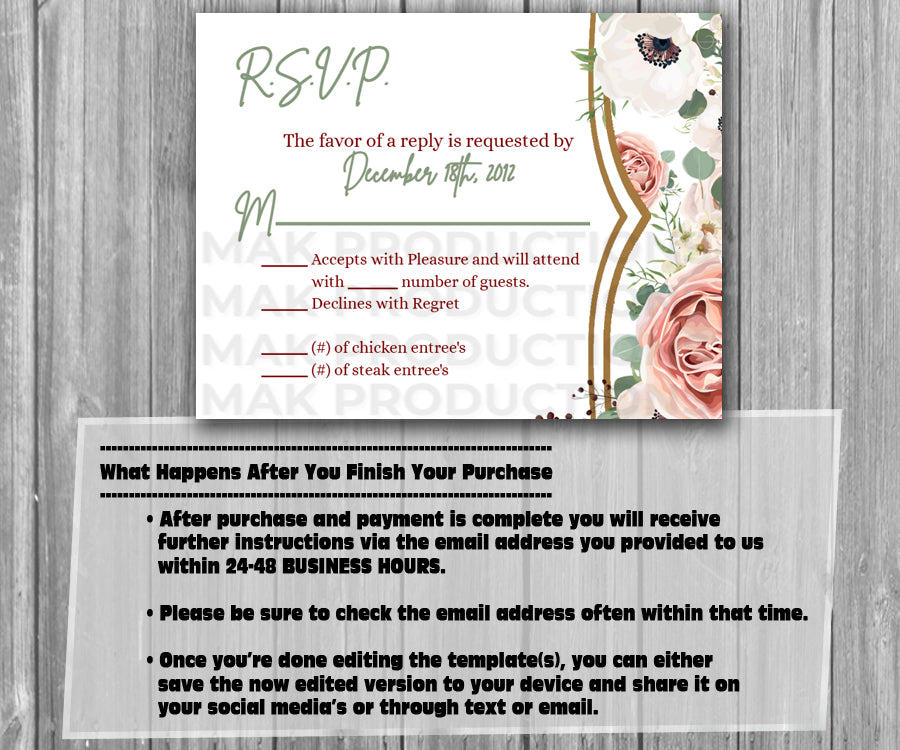 39-45 Wedding Stationary Set - Geometric Rose on White