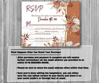 39-45 Wedding Stationary Set - Brown Bohemian Rust Floral