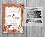 39-45 Wedding Stationary Set - Brown Bohemian Rust Floral