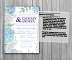 39-45 Wedding Stationary Set - Blue and White Hydrangea