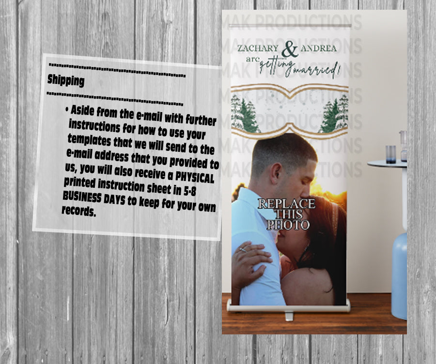 39-45 Wedding Stationary Set - Green and White Winter Trees
