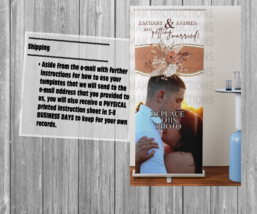 39-45 Wedding Stationary Set - Brown Bohemian Rust Floral