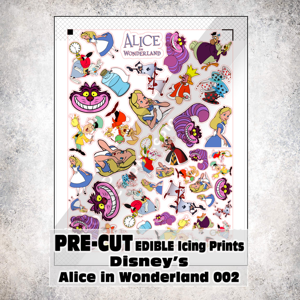 MAK D Productions Pre-Cut Edible Printed Alice in Wonderland 002 Icing Sugar Sheet Fondant Cake / Cup Cake Decoration Graphics