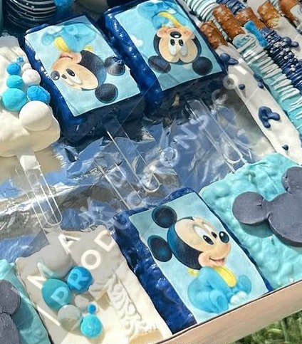 MAK D Productions Pre-Cut Edible Printed Baby Boy Mickey Mouse Icing Sugar Sheet Fondant Cake / Cup Cake Decoration Graphics