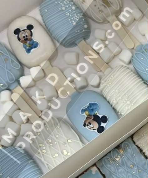 MAK D Productions Pre-Cut Edible Printed Baby Boy Mickey Mouse Icing Sugar Sheet Fondant Cake / Cup Cake Decoration Graphics