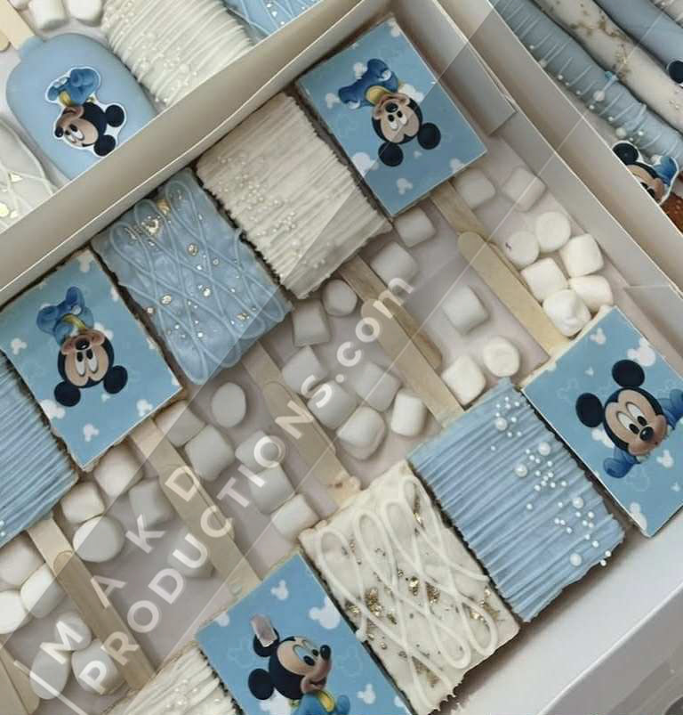 MAK D Productions Pre-Cut Edible Printed Baby Boy Mickey Mouse Icing Sugar Sheet Fondant Cake / Cup Cake Decoration Graphics