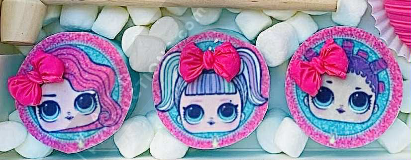 MAK D Productions Pre-Cut Edible Printed Cute Glitter Dolls 002 Icing Sugar Sheet Fondant Cake / Cup Cake Decoration Graphics
