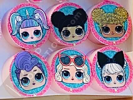 MAK D Productions Pre-Cut Edible Printed Cute Glitter Dolls 002 Icing Sugar Sheet Fondant Cake / Cup Cake Decoration Graphics