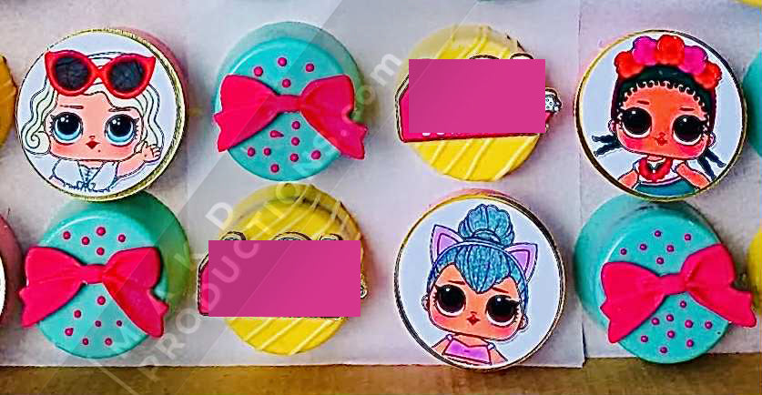MAK D Productions Pre-Cut Edible Printed Cute Glitter Dolls 002 Icing Sugar Sheet Fondant Cake / Cup Cake Decoration Graphics
